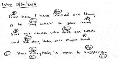 låt med ackord och text